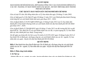 Quyết định 3923/QĐ-UBND năm 2013 đánh giá xếp hạng cải cách hành chính Hồ Chí Minh
