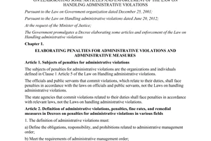 Decree No. 81/2013/NĐ-CP elaborating the Law on handling administrative violations
