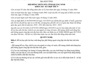 Nghị quyết 99/2013/NQ-HĐND hỗ trợ học phí cho học sinh con người có công Quảng Ninh