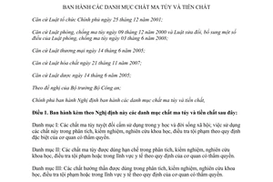 Nghị định 82/2013/NĐ-CP danh mục chất ma túy và tiền chất