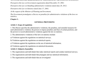 Decree No. 79/2013/NĐ-CP administrative violations of the laws on statistics