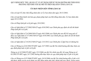 Quyết định 20/2013/QĐ-UBND mức thu quản lý phí sử dụng đường bộ xe mô tô Lào Cai