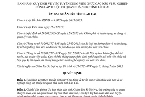 Quyết định 19/2013/QĐ-UBND tuyển dụng viên chức đơn vị sự nghiệp Lào Cai
