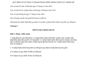 Nghị định 79/2013/NĐ-CP xử phạt vi phạm hành chính lĩnh vực thống kê