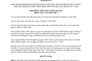 Nghị quyết 17/2013/NQ-HĐND hỗ trợ chăn nuôi trâu bò cho hộ người có công Yên Bái