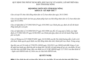 Nghị quyết 20/2013/NQ-HĐND quy định thu phí sử dụng bến bãi tại cửa khẩu lối mở Đắk Nông