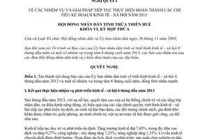 Nghị quyết 11/2013/NQ-HĐND nhiệm vụ giải pháp hoàn thành chỉ tiêu kế hoạch kinh tế xã hội