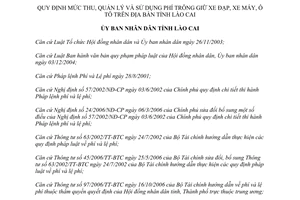 Quyết định 24/2013/QĐ-UBND thu quản lý sử dụng phí trông giữ xe đạp xe máy ô tô Lào Cai