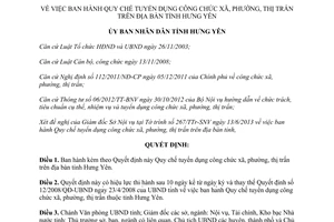 Quyết định 08/2013/QĐ-UBND Quy chế tuyển dụng công chức xã phường thị trấn Hưng Yên