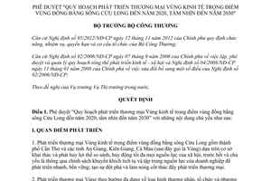 Quyết định 5078/QĐ-BCT năm 2013 phát triển thương mại Vùng kinh tế trọng điểm