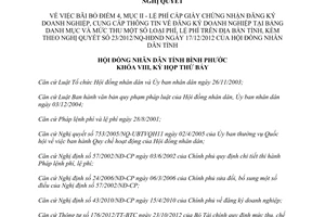 Nghị quyết 04/2013/NQ-HĐND bãi bỏ Lệ phí cấp giấy chứng nhận đăng ký doanh nghiệp