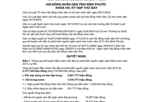 Nghị quyết 03/2013/NQ-HĐND vốn đầu tư phát triển nguồn ngân sách 2013 Bình Phước