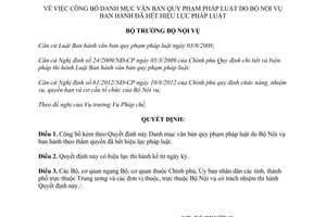 Quyết định 841/QĐ-BNV năm 2013 danh mục văn bản pháp luật hết hiệu lực Bộ Nội Vụ