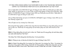 Thông tư 36/2013/TT-BNNPTNT công nhận giống vật nuôi mới được sản xuất kinh doanh