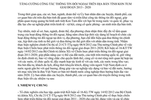 Chỉ thị 01/2013/CT-UBND tăng cường công tác thông tin đối ngoại Kon Tum giai đoạn 2013-2020