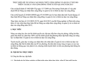 Kế hoạch 50/KH-UBND 2013 nâng cao nhận thức quản lý rủi ro thiên tai Tuyên Quang