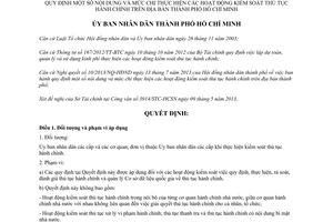 Quyết định 26/2013/QĐ-UBND mức chi kiểm soát thủ tục hành chính Hồ Chí Minh