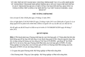 Quyết định 1214/QĐ-TTg năm 2013 Giảm phát thải khí nhà kính qua hạn chế mất rừng