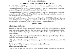 Quyết định 23/2013/QĐ-UBND tổ chức quản lý hội nghị hội thảo quốc tế TPHCM