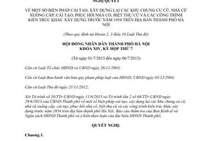 Nghị quyết 17/2013/NQ-HĐND cải tạo xây dựng lại khu chung cư nhà cũ Hà Nội