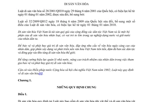 Văn bản hợp nhất 10/VBHN-VPQH 2013 hợp nhất Luật di sản văn hóa