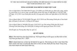 Quyết định 813/QĐ-BHXH năm 2013 Kế hoạch thông tin đối ngoại giai đoạn 2013 2020