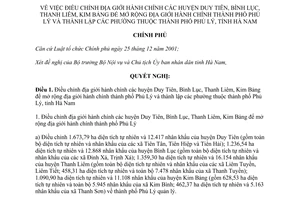 Nghị quyết 89/NQ-CP năm 2013 điều chỉnh địa giới hành chính mở rộng thành phố Phủ Lý