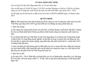 Quyết định 1897/QĐ-UBND 2013 Đề án nâng cao chỉ số năng lực cạnh tranh Vĩnh Phúc