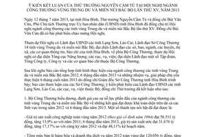 Thông báo 263/TB-BCT năm 2013 ý kiến kết luận Hội nghị ngành công thương vùng Trung du Bắc Bộ