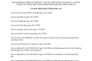 Quyết định 27/2013/QĐ-UBND trình tự thủ tục tiếp nhận quản lý dự án đầu tư khu công nghiệp Long An