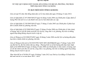 Quyết định 1044/2013/QĐ-UBND chức danh số lượng cán bộ công chức xã Cao Bằng