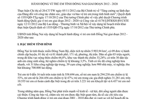 Kế hoạch 5926/KH-UBND 2013 hành động vì trẻ em Đồng Nai 2012 - 2020