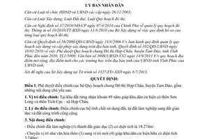 Quyết định 1900/QĐ-UBND năm 2013 điều chỉnh Quy hoạch chung Đô thị Hợp Châu Vĩnh Phúc