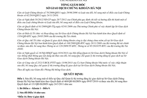 Quyết định 343/QĐ-SGDHN 2013 sửa đổi Quy chế Quản lý thị trường đăng ký giao dịch Hà Nội