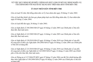 Quyết định 18/2013/QĐ-UBND hệ số điều chỉnh giá đất xác định nghĩa vụ tài chính Bến Tre