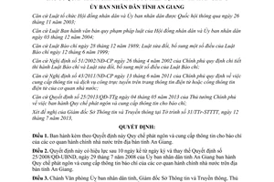 Quyết định số 25/2013/QĐ-UBND phát ngôn cung cấp thông tin cho báo chí An Giang