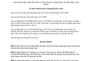 Quyết định 21/2013/QĐ-UBND Quy chế tổ chức tuyển dụng công chức xã Quảng Nam
