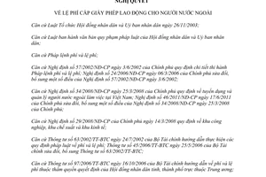 Nghị quyết 14/2013/NQ-HĐND lệ phí cấp phép lao động cho người nước ngoài Hải Phòng