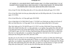 Nghị quyết 08/2013/NQ-HĐND phát triển khoa học công nghệ 2020 2030 Hải Phòng