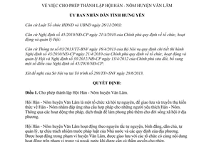 Quyết định 1267/QĐ-UBND năm 2013 thành lập Hội Hán Nôm Hưng Yên