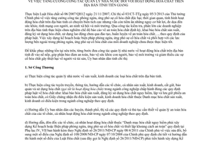 Chỉ thị 10/2013/CT-UBND tăng cường quản lý hoạt động hóa chất Tiền Giang