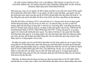 Chỉ thị 12/2013/CT-UBND vận động tiếp nhận quản lý dự án nhận viện trợ phi chính phủ Bình Phước