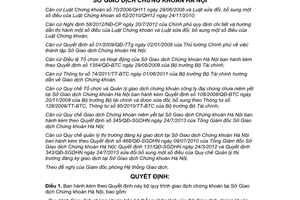 Quyết định 350/QĐ-SGDHN 2013 Bộ Quy trình giao dịch chứng khoán Sở Giao dịch Chứng khoán Hà Nội