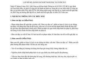 Hướng dẫn 11/HD-BCA lập hồ sơ danh sách đề nghị đặc xá năm 2013