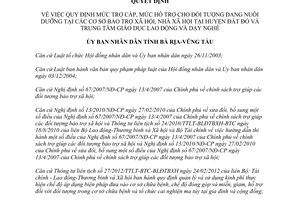 Quyết định 29/2013/QĐ-UBND mức trợ cấp hỗ trợ đối tượng bảo trợ xã hội Bà Rịa