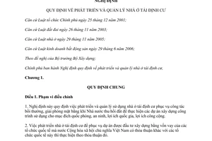 Nghị định 84/2013/NĐ-CP phát triển và quản lý nhà ở tái định cư