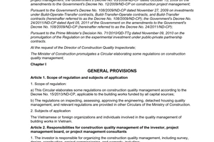 Circular No. 10/2013/TT-BXD on construction quality management