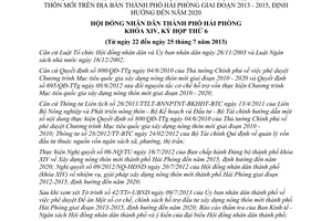 Nghị quyết 10/2013/NQ-HĐND chính sách hỗ trợ đầu tư xây dựng nông thôn mới Hải Phòng 2013 2015 định hướng 2020