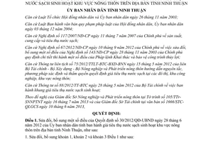 Quyết định 46/2013/QĐ-UBND giá tiêu thụ nước sạch sinh hoạt nông thôn Ninh Thuận