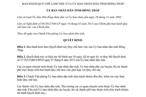 Quyết định 20/2013/QĐ-UBND quy chế làm việc Ủy ban Đồng Tháp